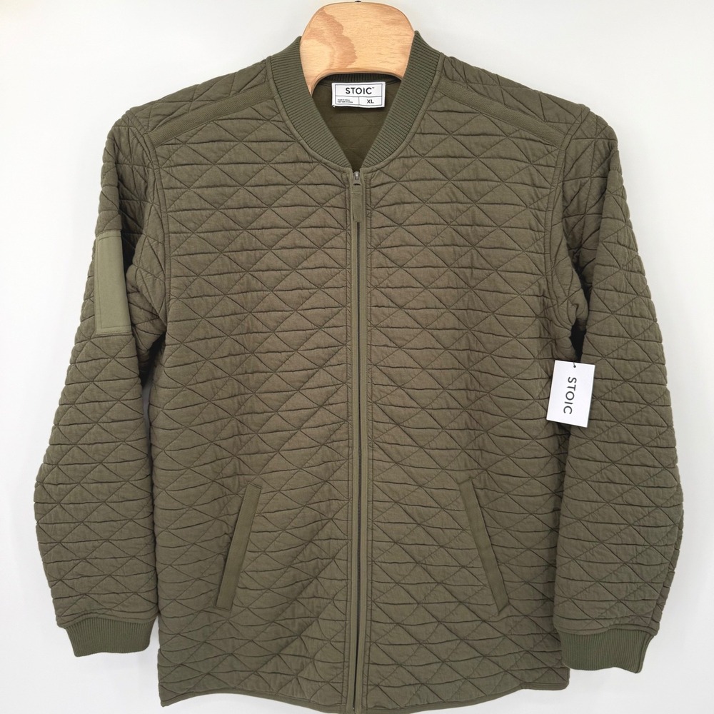 Stoic Quilted Military Jacket Mens XL Olive Night Green Bomber STM125 NEW